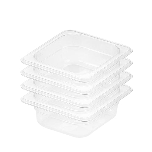 SOGA 65mm Clear Gastronorm GN Pan 1/6 Food Tray Storage Bundle of 4