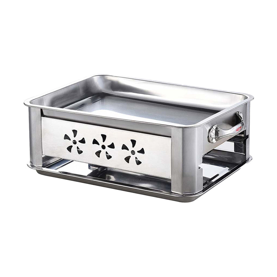 36CM Portable Stainless Steel Outdoor Chafing Dish BBQ Fish Stove Grill Plate