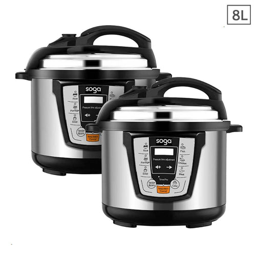 SOGA 2X Electric Stainless Steel Pressure Cooker 8L 1600W Multicooker 16