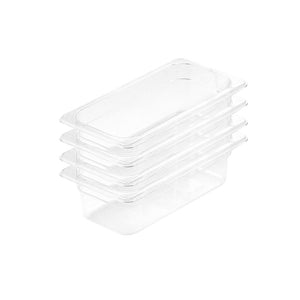 SOGA 100mm Clear Gastronorm GN Pan 1/3 Food Tray Storage Bundle of 4