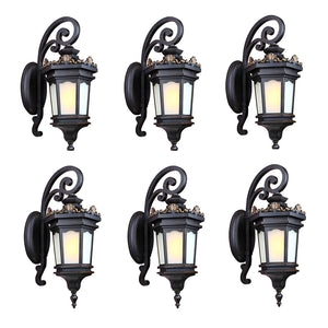 Vintage Lantern 6X 62cm Wall Light Elegant Aluminum & Glass Design Classic Outdoor Lighting Rustic Vintage Style