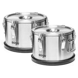 SOGA 2X 15L 304 Stainless Steel Insulated Food Carrier Warmer Container with Anti Slip Rubber Bottom