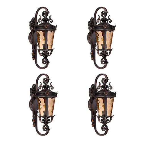 Vintage Lantern 4X 70cm Aluminum & Glass Wall Light Classic Lantern Design Elegant Outdoor Antique Inspired Wall Lamp