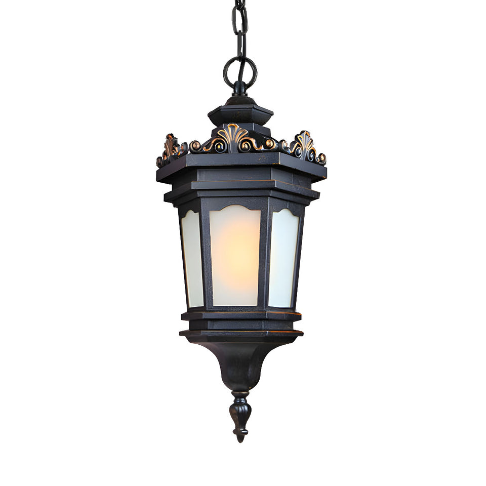 Vintage Lamp 54.5cm Elegant Aluminum & Glass Lantern Chandelier Classic Hanging Light Fixture Antique Style