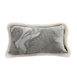 SOGA 30cm Wabi-sabi Rectangular Raised Embroidery Leaf & Lumbar Throw Pillow