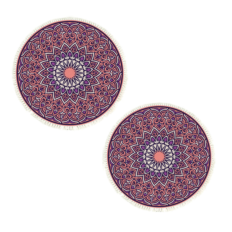 SOGA 2X 90cm Purple Mandala Round Carpet for Living Room Bedroom Anti-slip Doormat Home Decor