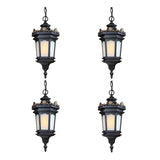 Vintage Lamp 4X 54.5cm Elegant Aluminum & Glass Lantern Chandelier Classic Hanging Light Fixture Antique Style