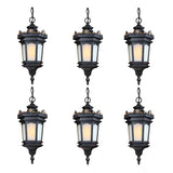 Vintage Lamp 6X 54.5cm Elegant Aluminum & Glass Lantern Chandelier Classic Hanging Light Fixture Antique Style