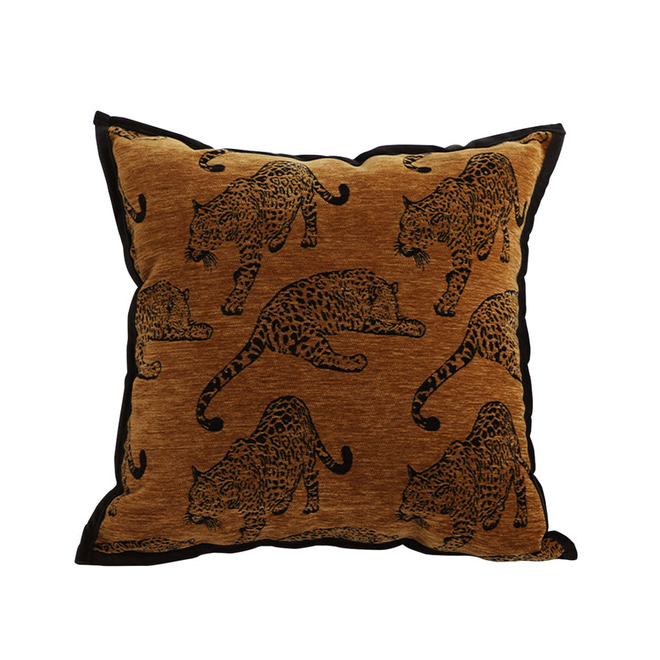 SOGA 45cm Throw Pillow Dark Brown Leopard Square Retro Decorative Cushion for Living Room