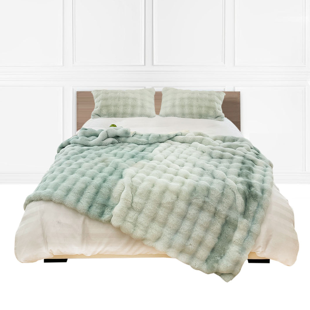 SOGA 200cm Light Green Fuzzy Super Soft and Cozy Fluffy Throw Blanket