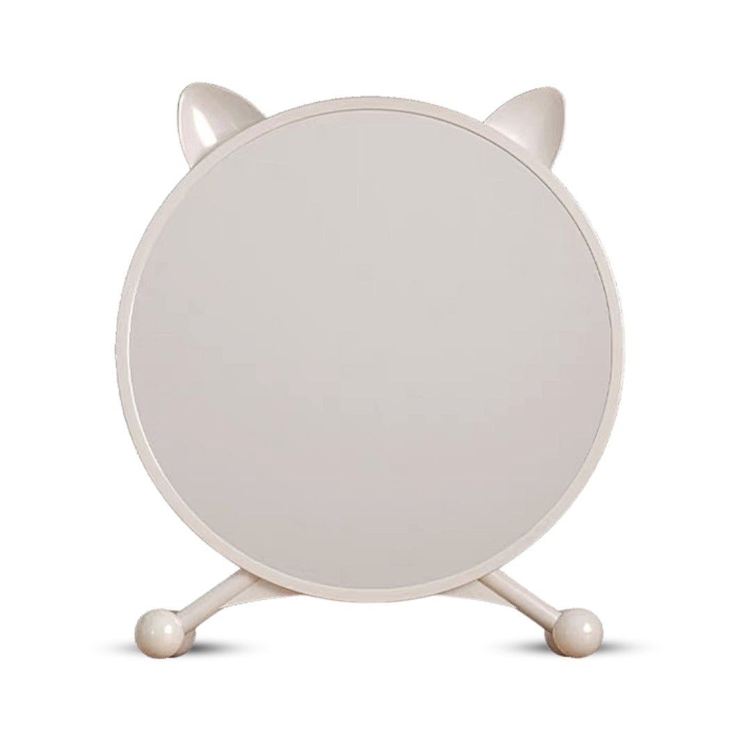 SOGA 40cm White Smart Makeup Bedroom Table Mirror Cat Ear Style No LED Light