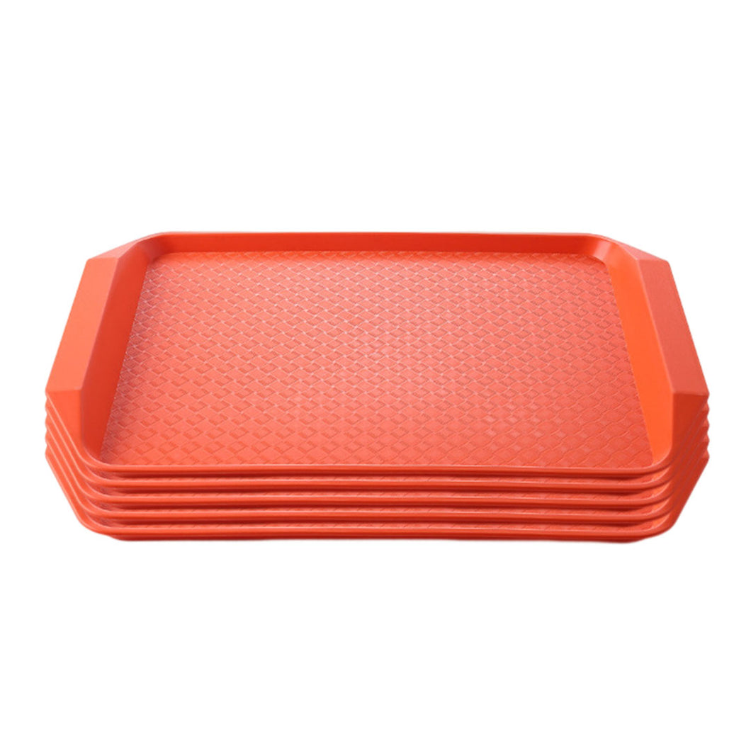 SOGA Rectangular Serving Tray Heavy Duty Waterproof Stackable Plastic Food Snack Pan Set of 5 Orange