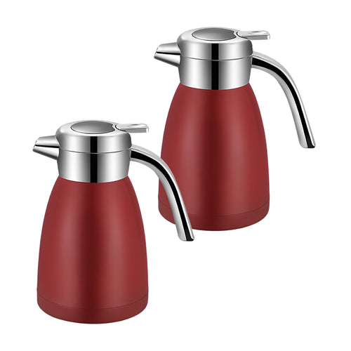 SOGA 2X 1.2L Stainless Steel Kettle Insulated Vacuum Flask Water Coffee Jug Thermal Red