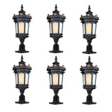 Vintage Lamp 6X 72cm Lantern Stand Elegant Aluminum & Glass Outdoor Light Antique Style Exterior Fixture