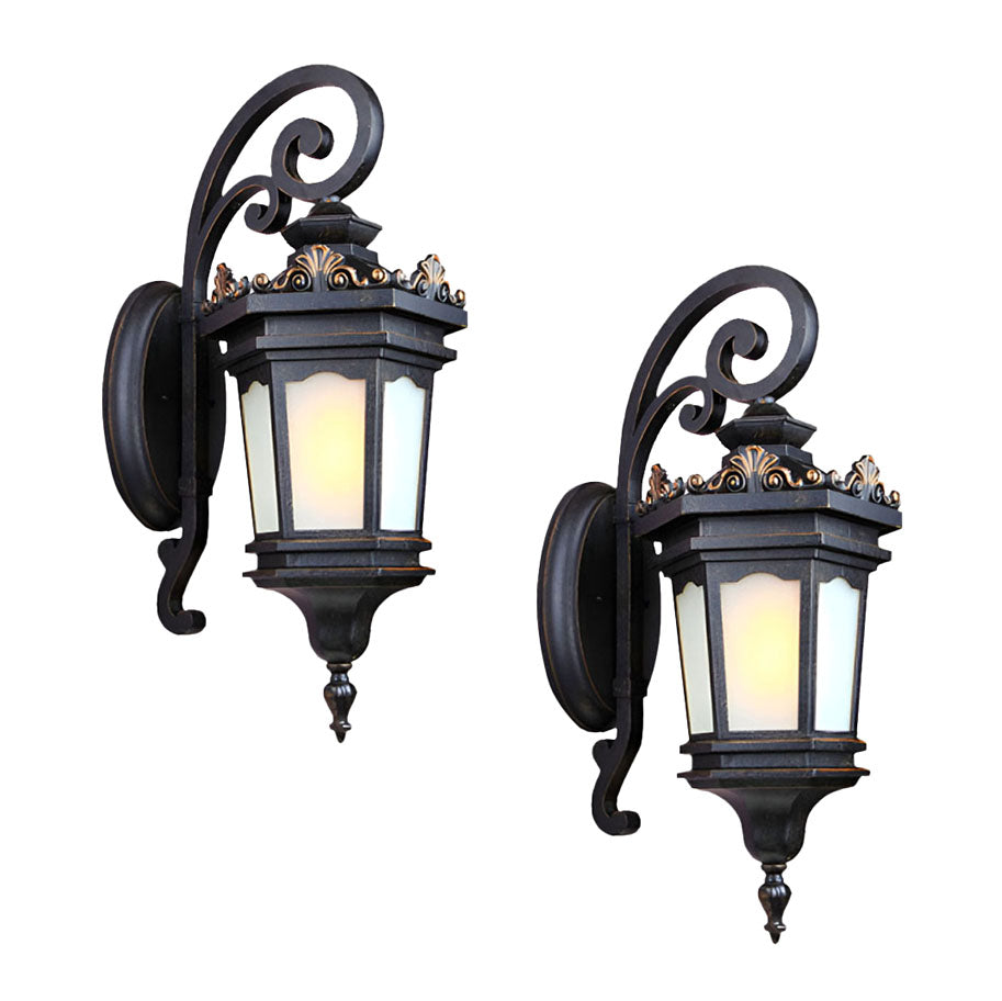 Vintage Lantern 2X 62cm Wall Light Elegant Aluminum & Glass Design Classic Outdoor Lighting Rustic Vintage Style