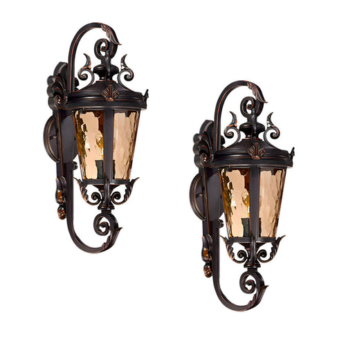 Vintage Lantern 2X 70cm Aluminum & Glass Wall Light Classic Lantern Design Elegant Outdoor Antique Inspired Wall Lamp