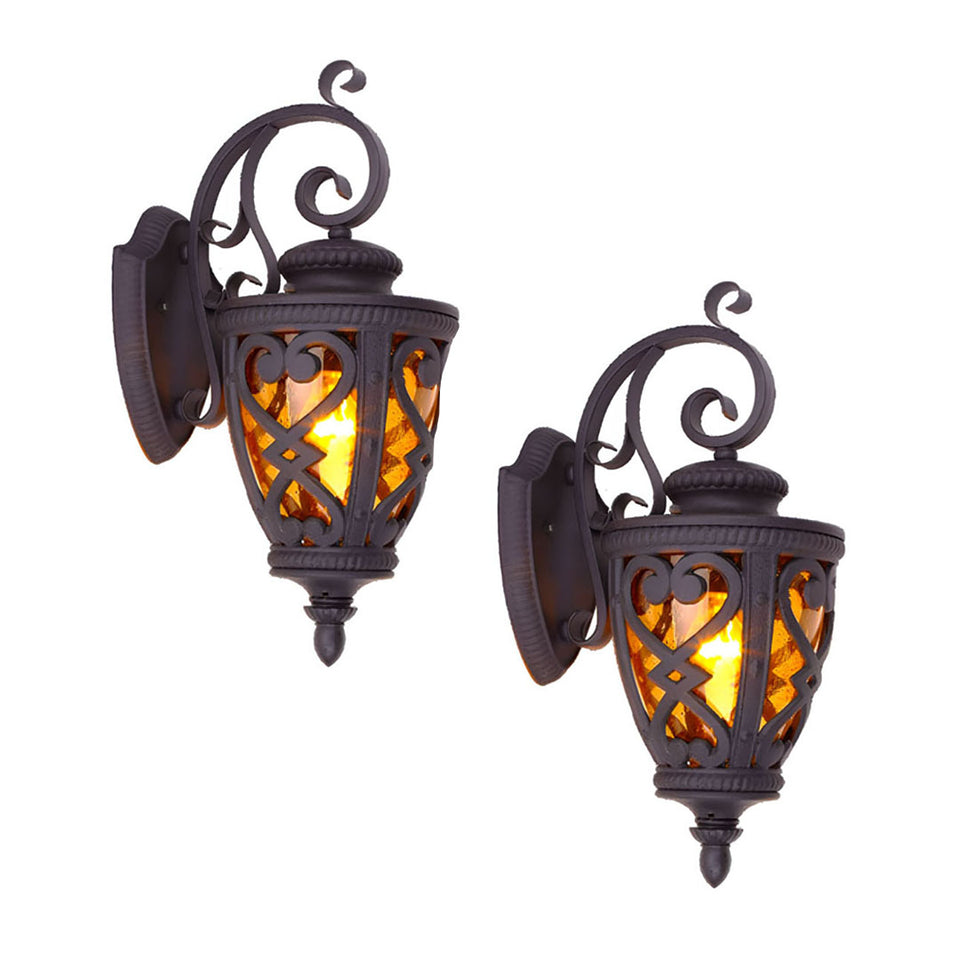 Vintage Lantern 2X 57cm Outdoor Antique Bronze Wall Sconce Classic Rustic Exterior Light Fixture