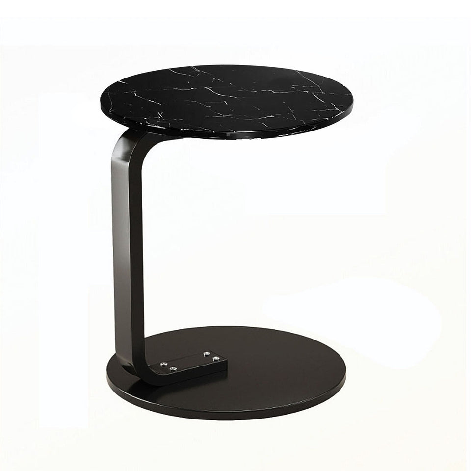 SOGA 50cm Black Marble Mini Side Table Movable Lightweight w/ Black Frame