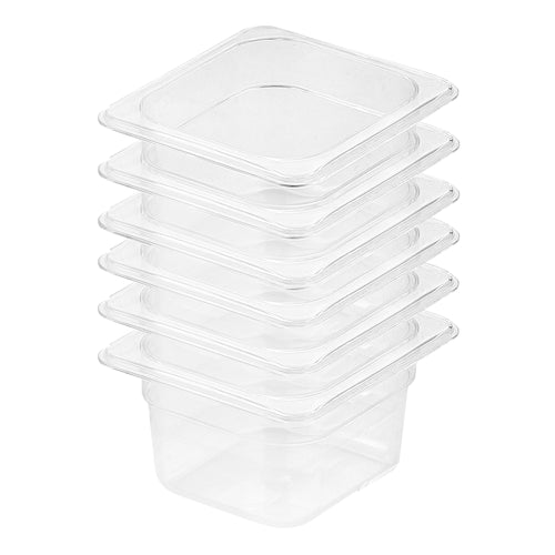 SOGA 100mm Clear Gastronorm GN Pan 1/6 Food Tray Storage Bundle of 6