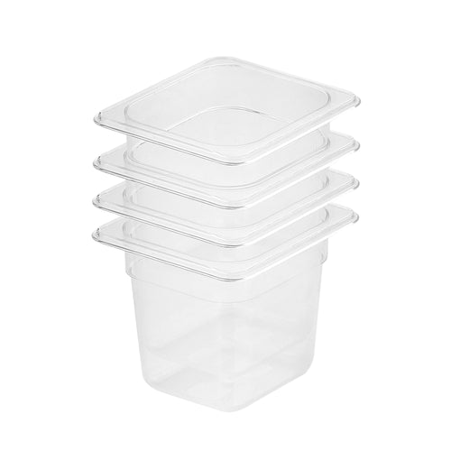 SOGA 150mm Clear Gastronorm GN Pan 1/6 Food Tray Storage Bundle of 4