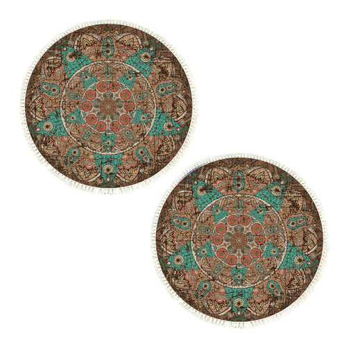 SOGA 2X 90cm Mandala Round Area Thick Anti-slip Doormat Home Decor