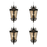 Vintage Lamp 4X 60.3cm Aluminum & Glass Lantern Elegant Chandelier Style Classic Hanging Light Antique-Inspired Design