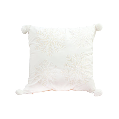 SOGA 45cm Throw Pillow White Soft Plush Christmas Snowflake Ball Square For festive Holiday