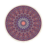 SOGA 90cm Purple Mandala Round Carpet for Living Room Bedroom Anti-slip Doormat Home Decor