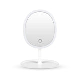 SOGA 26cm White Oval Smart LED Makeup Bedroom Table Vanity Mirror Tricolor Adjustable Light w/ 5x Magnification