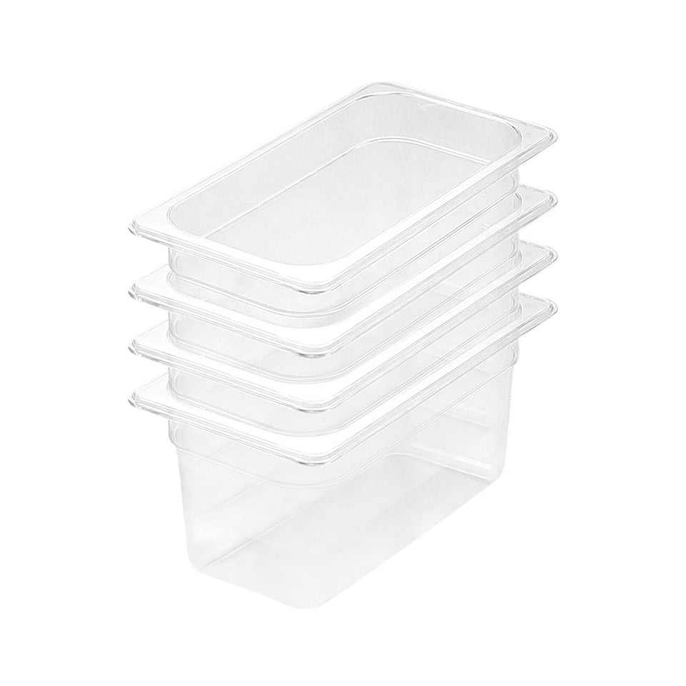 SOGA 150mm Clear Gastronorm GN Pan 1/3 Food Tray Storage Bundle of 4