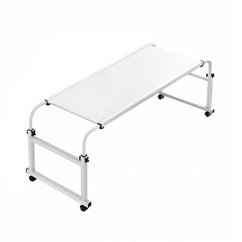 SOGA 120x45cm White Cross Bed Movable Desk Table w/ Adjustable Length & Height