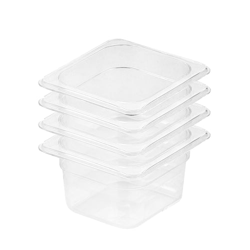 SOGA 100mm Clear Gastronorm GN Pan 1/6 Food Tray Storage Bundle of 4