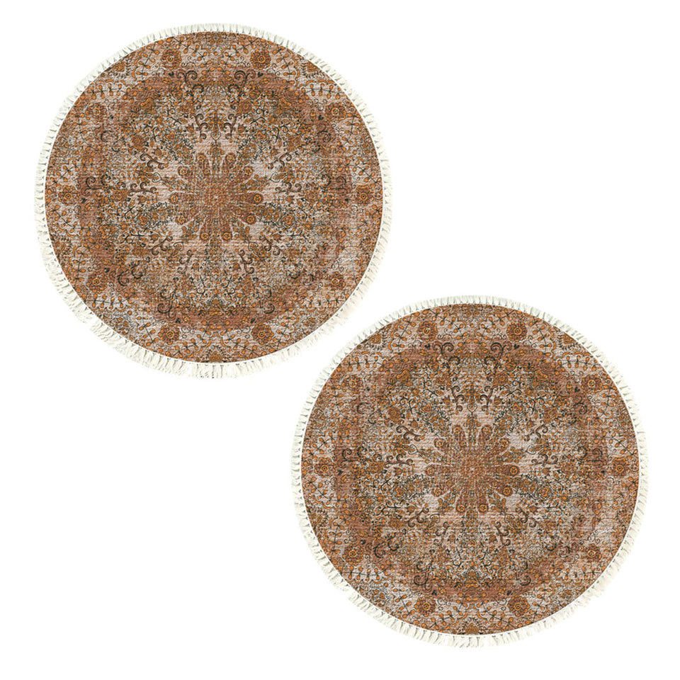 SOGA 2X 120cm Mandala Pattern Circle Area Rugs for Living Room Lounge Anti-slip Doormat Home Decor