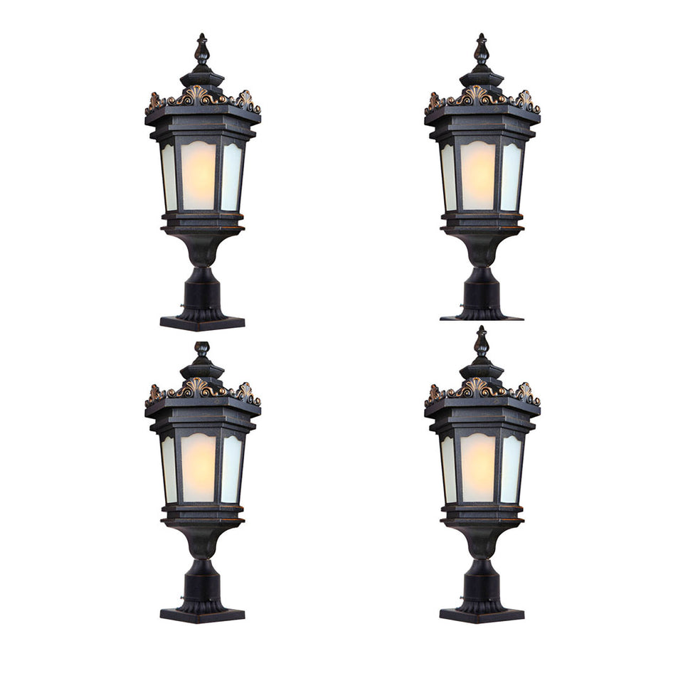 Vintage Lamp 4X 72cm Lantern Stand Elegant Aluminum & Glass Outdoor Light Antique Style Exterior Fixture