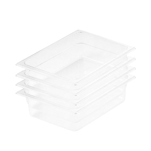 SOGA 100mm Clear Gastronorm GN Pan 1/2 Food Tray Storage Bundle of 4