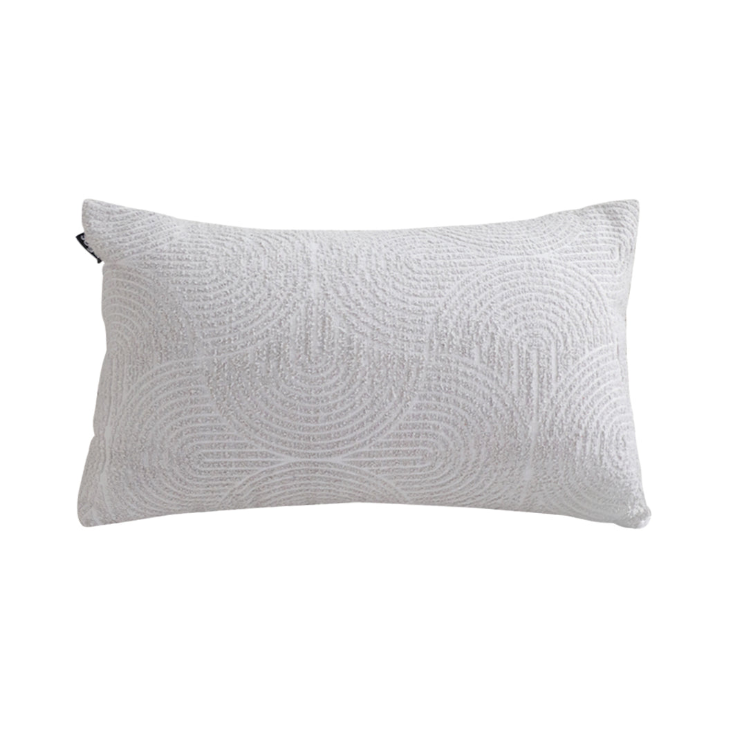 SOGA 35cm Throw Pillow Off White Lumbar Embroidered Decorative Cover Stitch for Home Decor