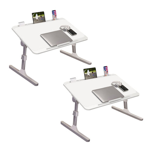 SOGA 2X 70X45cm White Small Laptop Bed Portable Foldable Study Table Adjustable