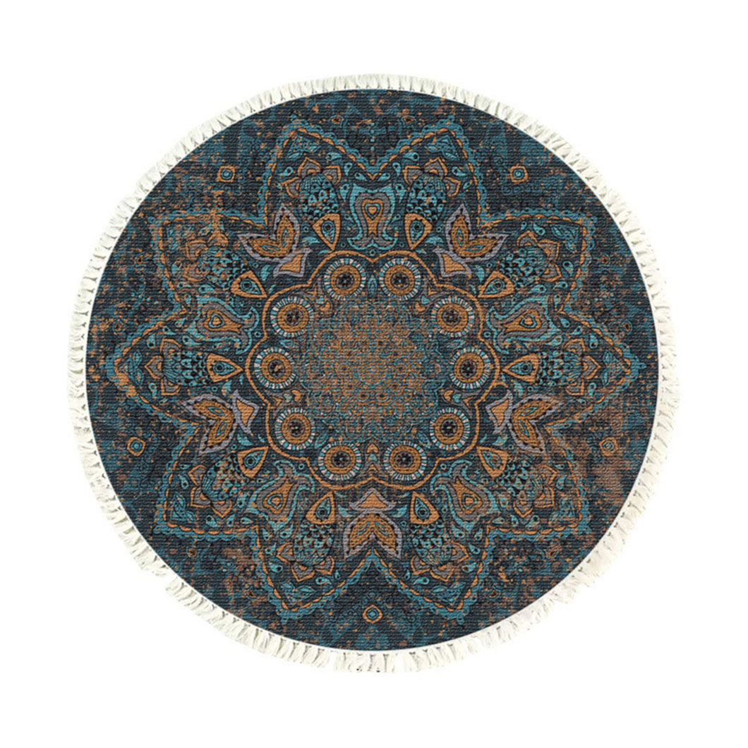 SOGA 120cm Mandala Pattern Circle Area Rugs for Living Room Lounge Anti-slip Doormat Home Decor