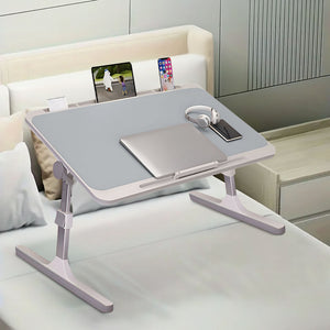 SOGA 2X 70X45cm Grey Small Laptop Bed Portable Foldable Study Table Adjustable