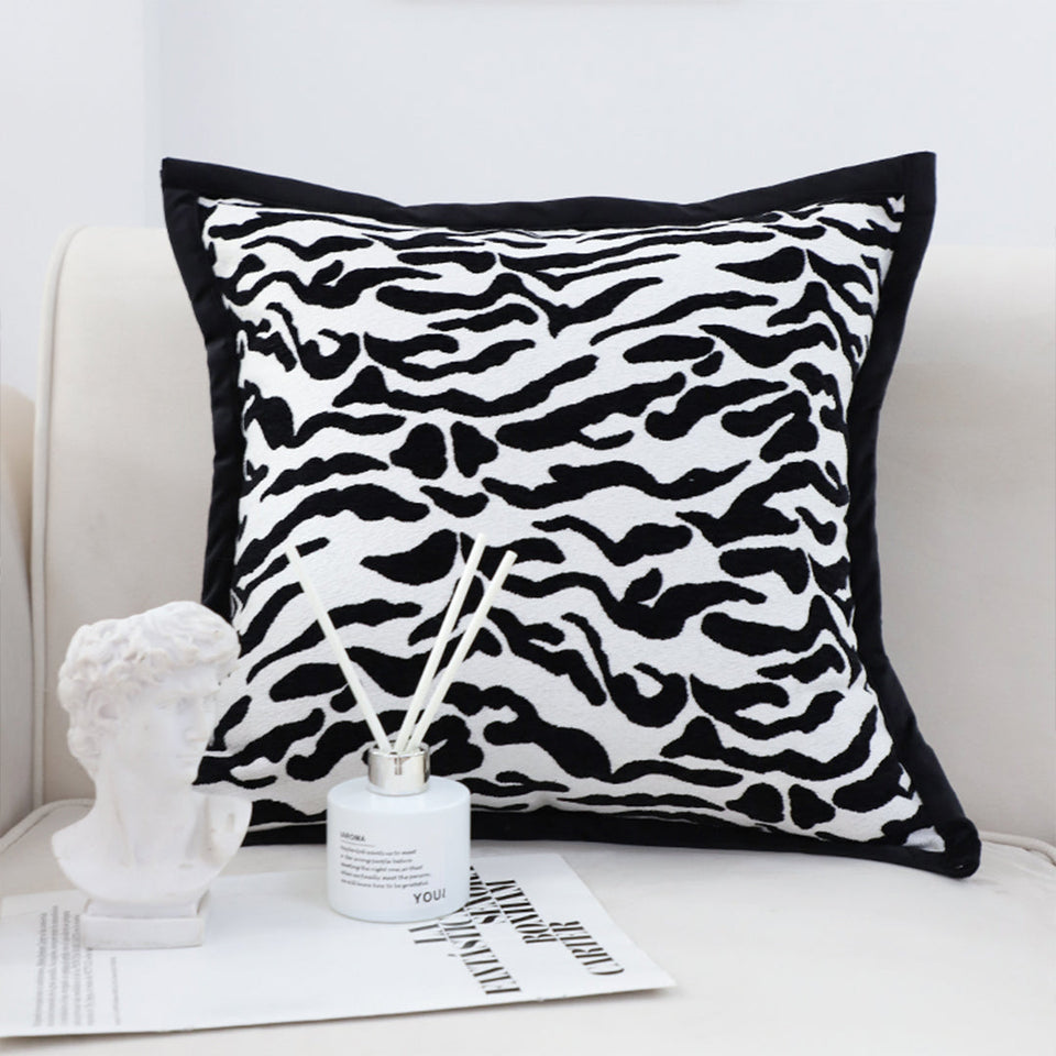 SOGA 45cm Black and White Luxury Cushion Light Mottled Texture Decorative Square Pillow Living Room