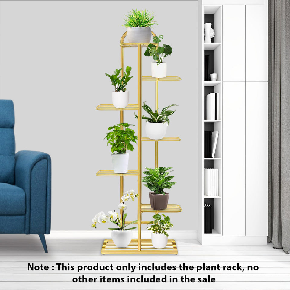 SOGA 7 Tier 8 Pots Gold Metal Plant Stand Flowerpot Display Shelf Rack Indoor Home Office Decor