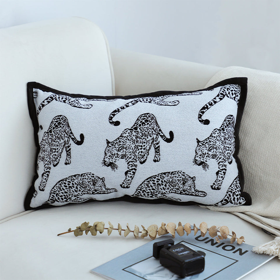 SOGA 30cm Throw Pillow White Leopard Light Luxury Lumbar Decorative Cushion for Living Room