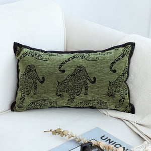 SOGA 30cm Throw Pillow Green Leopard Lumbar Decorative Cushion for Living Room