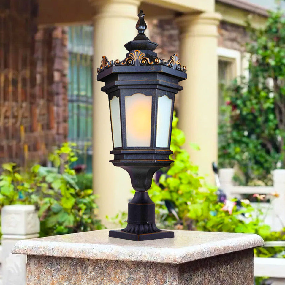 Vintage Lamp 4X 72cm Lantern Stand Elegant Aluminum & Glass Outdoor Light Antique Style Exterior Fixture