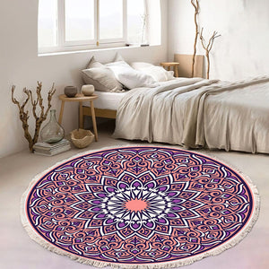 SOGA 2X 90cm Purple Mandala Round Carpet for Living Room Bedroom Anti-slip Doormat Home Decor