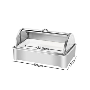 SOGA 59x38.5cm Silver Color Ceramic Serving Bowl Chafing Dish for Kitchen Essential