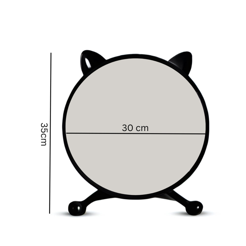 SOGA 30cm Black Smart Makeup Bedroom Table Mirror Cat Ear Style No LED Light