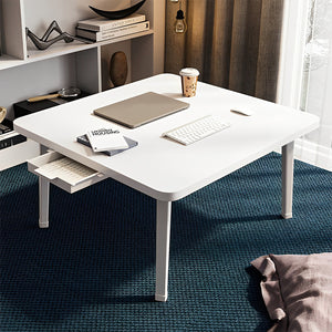 SOGA 2X White Portable Floor Table Small Square Space-Saving Mini Desk Home Decor