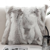 SOGA 45cm Throw Pillow Floral Gray Rabbit Fur Square Warm Cozy Decorative Cushion Home Decor