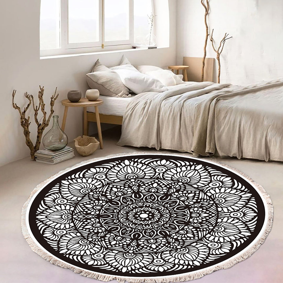 SOGA 2X 120cm Mandala Modern Ethnic Tassel Print Anti-slip Doormat, Home Decor